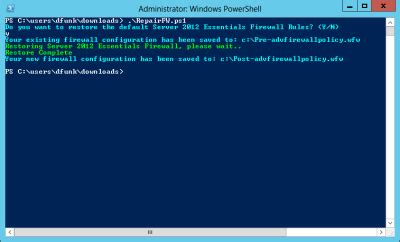 Restore Firewall Customisations in WS2012 Essentials