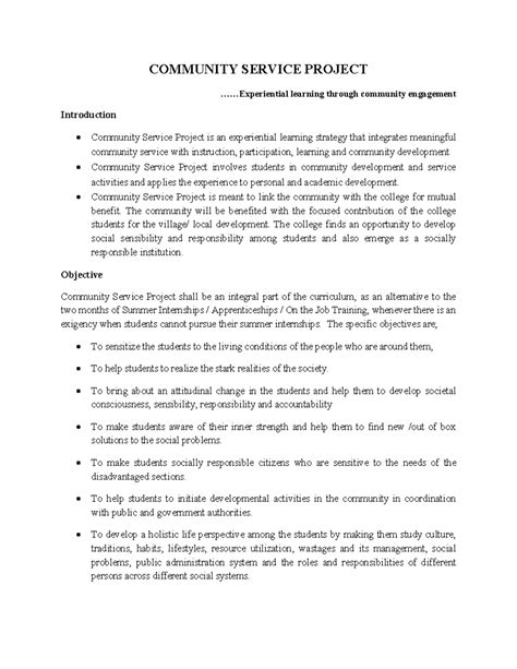 Community Service Project - COMMUNITY SERVICE PROJECT ..... learning ...