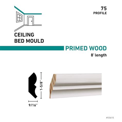 RELIABILT 9/16-in T x 1-5/8-in W x 8-ft L Pine Primed 75 Bed Moulding ...