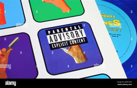 Viersen, Germany - May 9. 2023: Closeup of warning label Parental ...