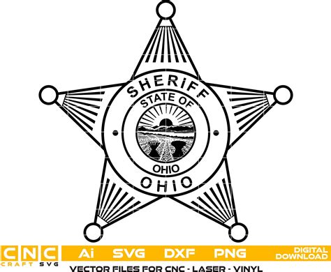 Ohio Sheriff Badge Vector art Svg/ Dxf/ Jpg/ Png/ and Ai files For las
