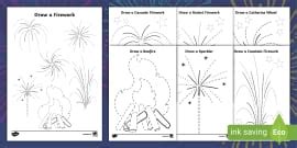 Draw a Cascade Firework Pencil Control Activity - Twinkl