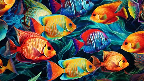 Premium Photo | Tropical Fish Pattern Background