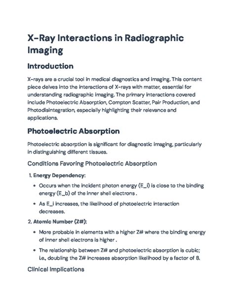 Understanding X-Ray Interactions in Radiographic Imaging (RAD101) - X-Ray Interactions in - Studocu