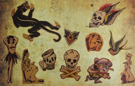 Sailor Jerry Skull Tattoo Flash