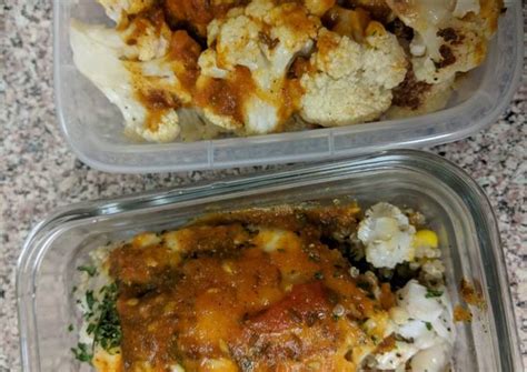 Baked cauliflower tilapia over quinoa with tomato curry sauce Recipe by ...