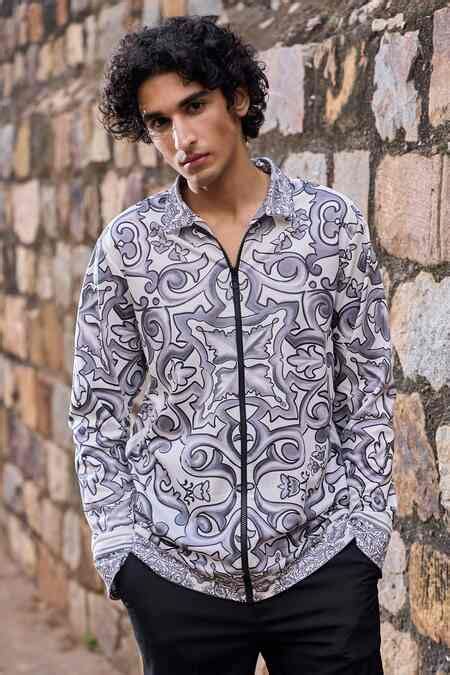 Buy Multi Color 58% Recycled Polyester 42% Supima Cotton Printed Zip-up ...