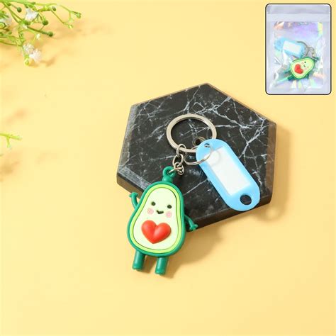 Cute Avocado Cartoon Keychain with Name Tag Holder (1 Pc) – Sky Shopy