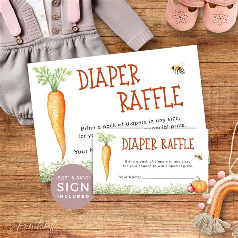 Locally Grown Baby Shower Diaper Raffle Tickets and Sign, With Nappy ...