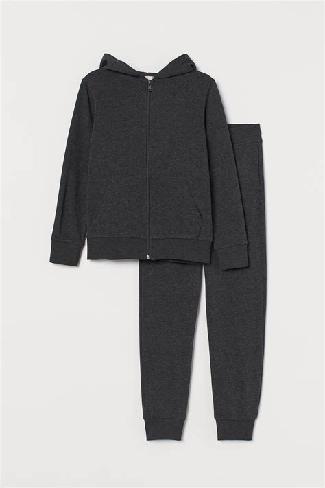 2-piece cotton set - Dark grey - Kids | H&M IN