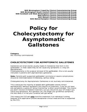 Cholecystectomy for Asymptomatic Gallstones - bhamcrosscityccg nhs Doc ...
