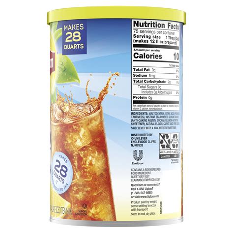Lipton Zero Sugar Iced Tea Mix Black Tea , Lemon, Caffeinated, 28 ...