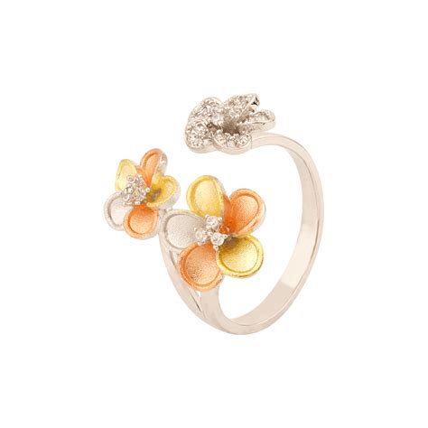 Troika Floral Motifs Open Ring – VOYLLA