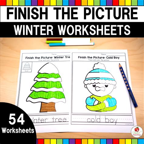 Winter Finish the Picture Worksheets - United Teaching