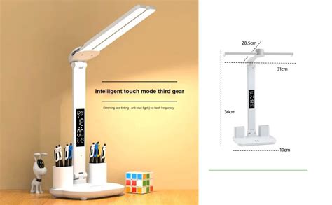 Buy HUMAIZAR LED Clock Table Lamp – Foldable Dual Head Desk Light with ...