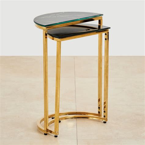 Buy Monarch Glass Top Nest of 2 Tables - Black from Home Centre at just ...