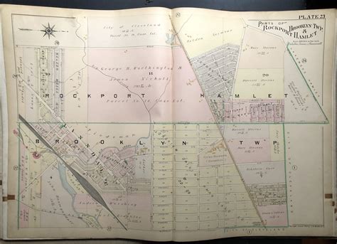 Parts of Brooklyn Township & Rockport Hamlet, OHm 1898 linen-backed ...