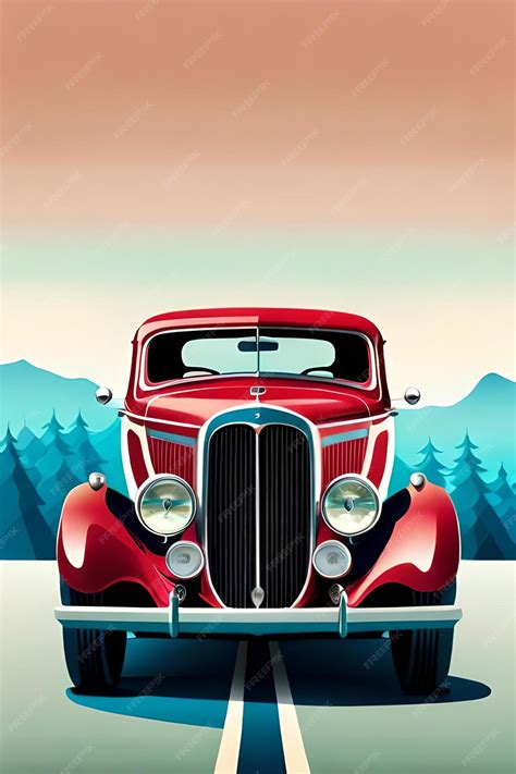 Premium AI Image | Full Color Poster of Vintage Classic car Antique and ...