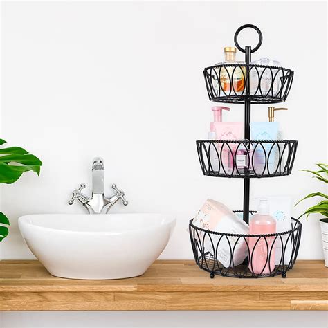 3-Tier Counter Fruit Basket Bowl Storage - Detachable Metal Wire Fruit ...