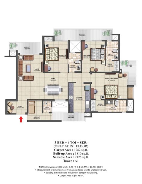3BHK Floor Plan, Noida Extension – Nirala India