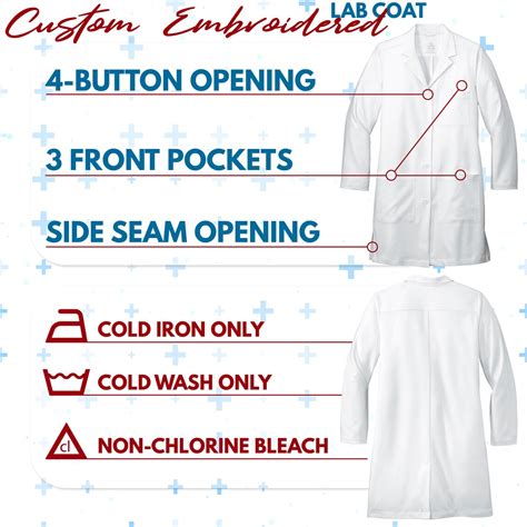 Personalized Embroidered Lab Coat W/ 7 Design Options & Name, Text ...