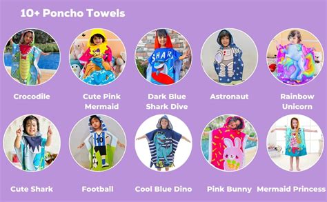 Famyo® Poncho Towel for Kids | Hooded Micro-Fiber Bath Towels | 60 x ...
