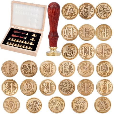 Classic Letter a-Z Alphabet Initial Letter Badge Wax Seal Stamp Set ...