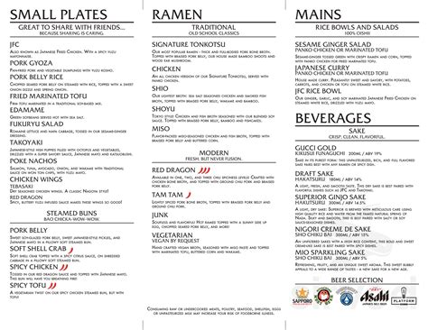 Menu - Dublin OH's Fukuryu Ramen Dublin | Sirved