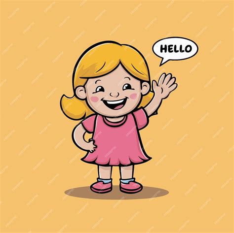 Girl saying hello cartoon style vector illustration | Premium AI ...