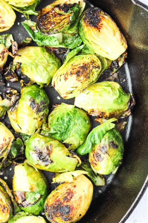 4 Ingredient Cast Iron Skillet Brussel Sprouts - Eats by April