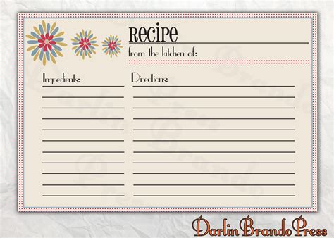 Printable Editable Recipe Card Template