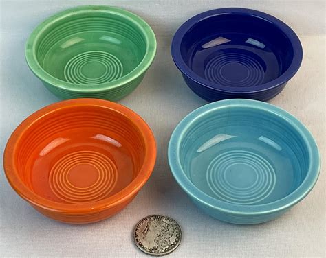 Lot - Vintage c. 1940 Lot of 4 Fiestaware 4 3/4 Fruit Bowls (Cobalt ...