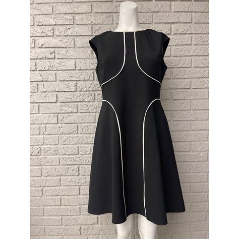 Alfani Petite Black Dress with White Piping Fit & Fla… - Gem