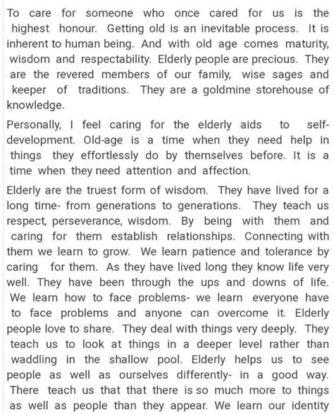 Write a essay on old age and the need to care for The aged people ...