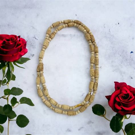 Dev Samagri Original Tulsi Kanthi Mala with Radha Name for Neck Wearing ...