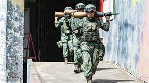 Reservists receive training during the annual Han Kuang military exercises in Taoyuan, Taiwan