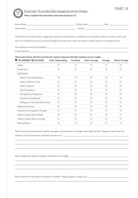 18 Printable teacher recommendation form for student Templates ...