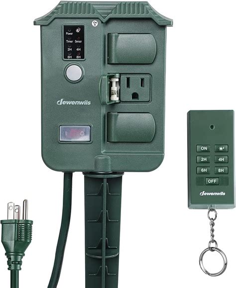 Buy DEWENWILS Outdoor Power Stake Timer Waterproof, 100FT Wireless ...