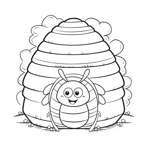 Beehive Coloring Page For Children Outline Sketch Drawing Vector ...