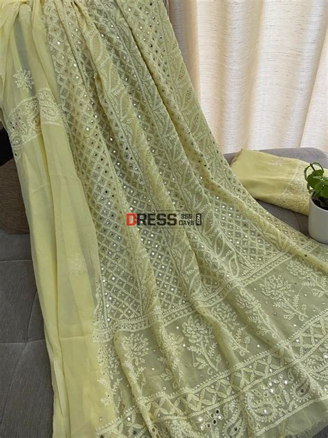 Yellow Lucknowi Chikankari Mukaish Suit – Dress365days