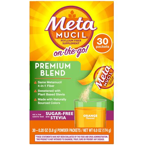 Metamucil One-the-Go Premium Blend, 4-in-1 Fiber, with Stevia, 30 ...
