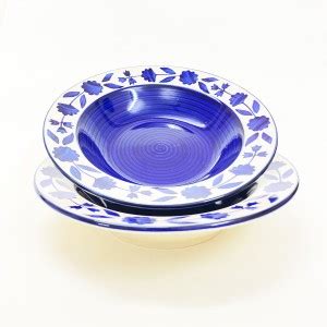 shadowgreen Ceramic Pasta plates 9inch deep dish plates set of 2 Blue ...