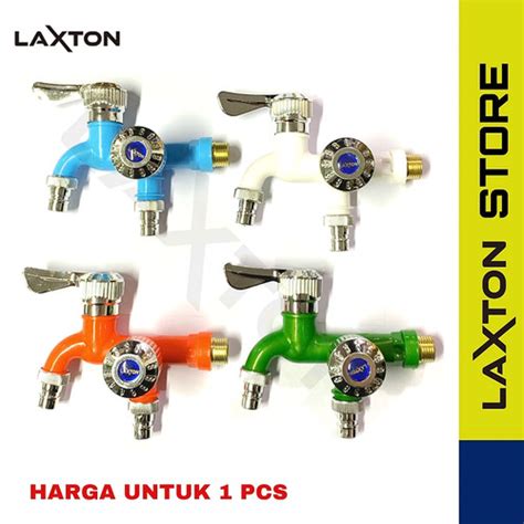 Jual LAXTON L88-001 kran keran dinding cabang 2 dobel plastik drat ...