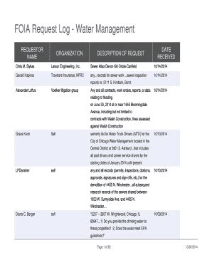 Fillable Online FOIA Request Log - Water Management REQUESTOR NAME Jim ...