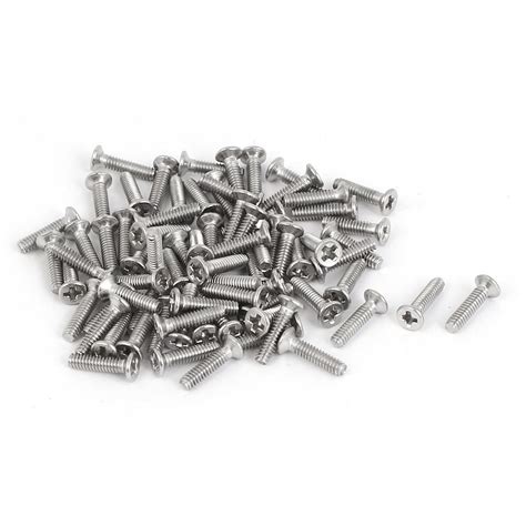 Generic M2 x 8mm Fully Thread 316 Stainless Steel Phillips Drive Flat ...