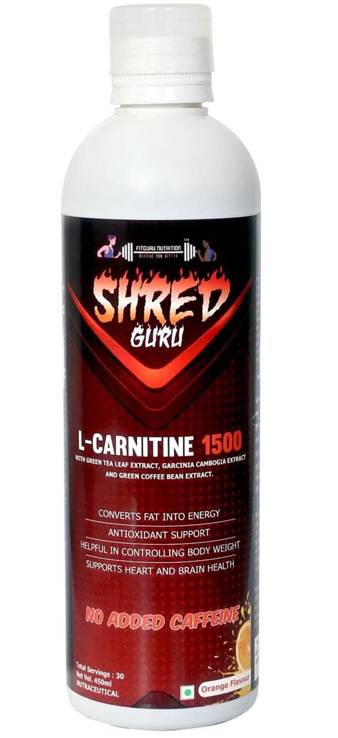 Fitguru Nutrition Shred Guru L Carnitine Liquid Fat Burner Helps ...