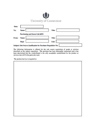 Fillable Online psa uconn Sole Source Justification - UConn Personal ...