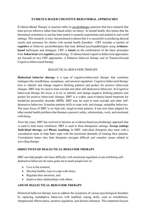 EVIDENCE-BASED COGNITIVE-BEHAVIORAL APPROACHES - EVIDENCE-BASED ...