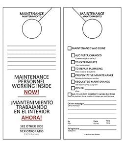 Maintenance Door Hanger Tags - Bilingual English and Spanish for ...