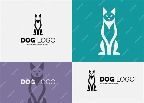 Premium Vector | Feline essence in canine logo design quartet